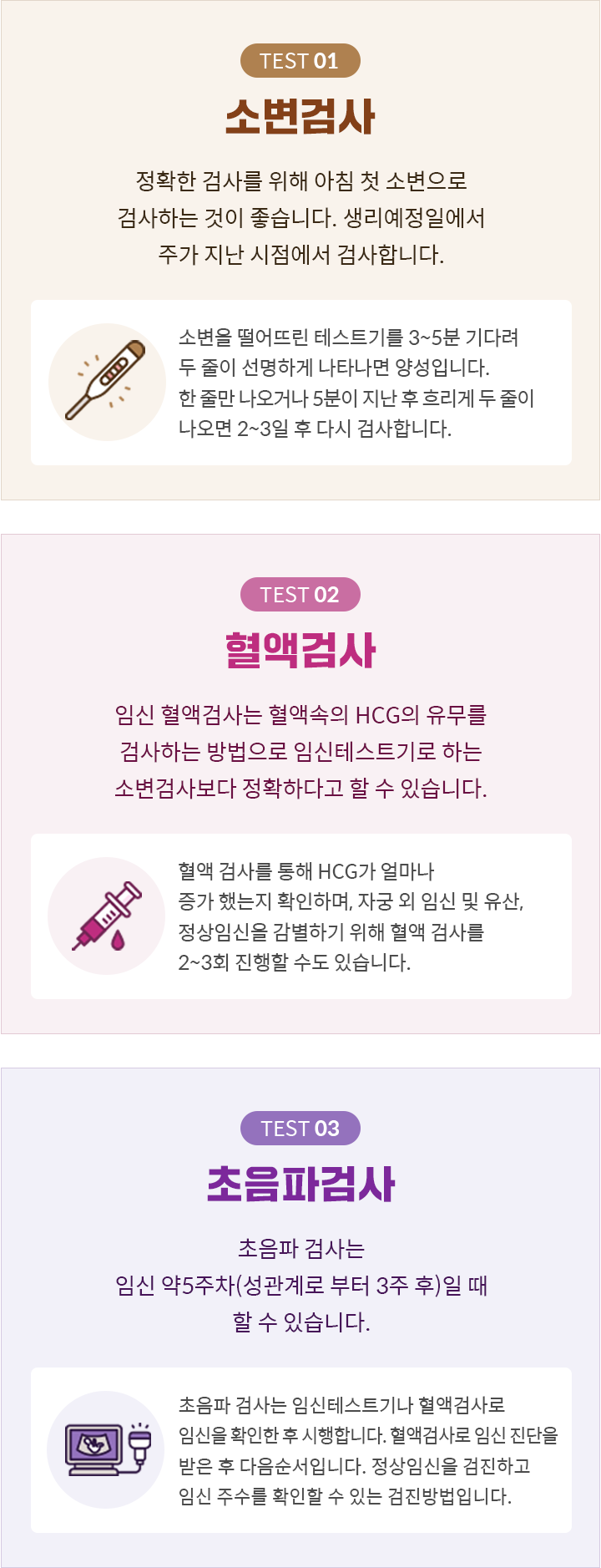 임신진단 소변검사 혈액검사 초음파검사